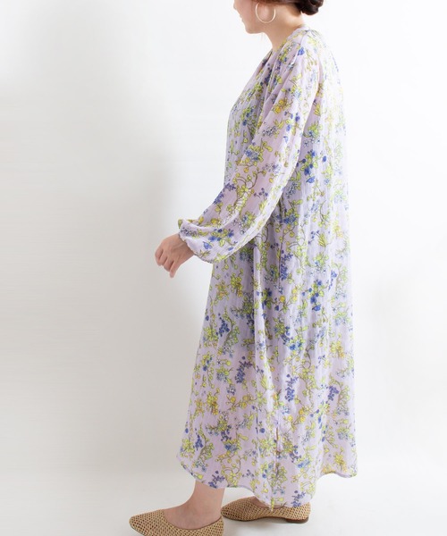 ALL ORDINARIES（オールオーディナリーズ）の「ボタニカル柄プリント スキッパーワンピース（ワンピース・レディース・ラベンダー・FREE）」の6枚目の写真