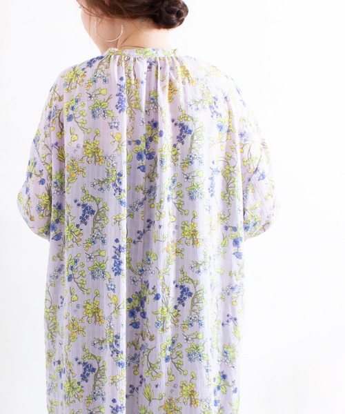 ALL ORDINARIES（オールオーディナリーズ）の「ボタニカル柄プリント スキッパーワンピース（ワンピース・レディース・ラベンダー・FREE）」の3枚目の写真