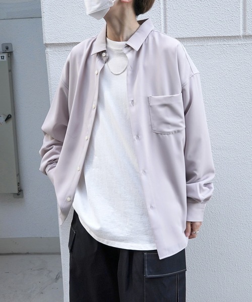Confirm(コンファーム)の「ルーズシルエット ベーシック長袖シャツ ユニセックス (シャツ/ブラウス・メンズ・ホワイト/ベージュ/ブルー/チャコールグレー/ブラック・M/L)」の4枚目の写真