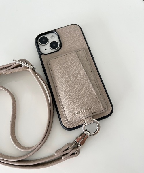 セール】【iPhone13対応】フェイクレザーカラビナツキiPhoneケース