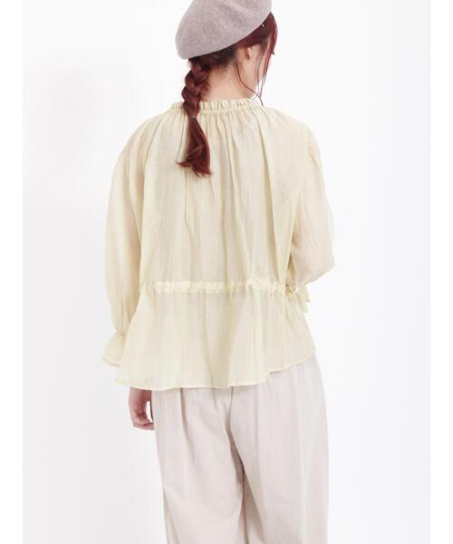 Samansa Mos2（サマンサ モスモス）の「◎ギャザーシアーブラウス（シャツ/ブラウス・レディース・イエロー/キナリ/ブラック/ブラウン・F）」の9枚目の写真