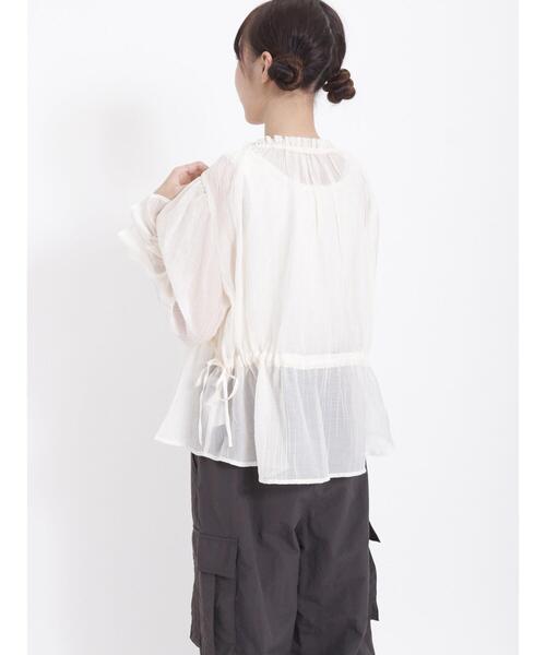 Samansa Mos2（サマンサ モスモス）の「◎ギャザーシアーブラウス（シャツ/ブラウス・レディース・イエロー/キナリ/ブラック/ブラウン・F）」の12枚目の写真