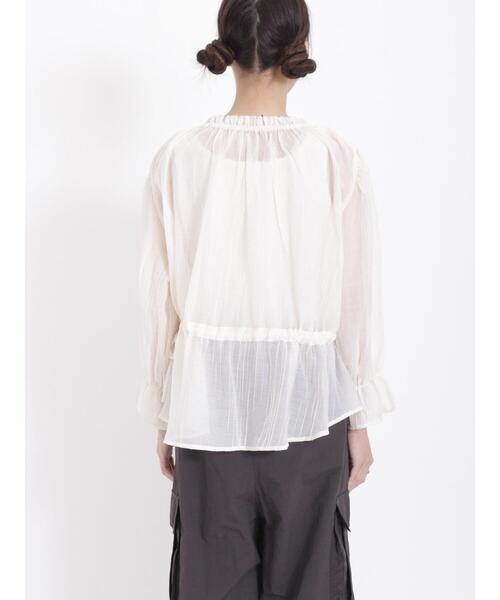 Samansa Mos2（サマンサ モスモス）の「◎ギャザーシアーブラウス（シャツ/ブラウス・レディース・イエロー/キナリ/ブラック/ブラウン・F）」の21枚目の写真