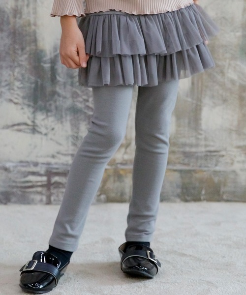 Bee des Bee（ビーデスビー）の「レギンス付きチュチュスカート（スカート・キッズ・スカイブルー/グレー/ダークブラウン/グレイッシュベージュ/ミント/パープル系/グレー系/ネイビー系/カーキオリーブ/ローズ/ライトピンク/ラベンダー/ネイビー/ライトブラック/チャコールグレー・100cm/120cm/130cm/140cm/110cm）」の5枚目の写真