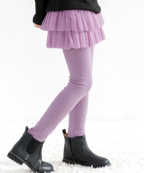 Bee des Bee（ビーデスビー）の「レギンス付きチュチュスカート（スカート・キッズ・スカイブルー/グレー/ダークブラウン/グレイッシュベージュ/ミント/パープル系/グレー系/ネイビー系/カーキオリーブ/ローズ/ライトピンク/ラベンダー/ネイビー/ライトブラック/チャコールグレー・100cm/120cm/130cm/140cm/110cm）」の13枚目の写真