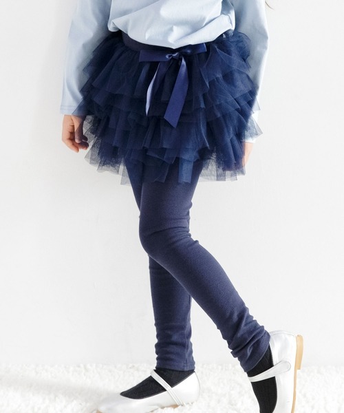 Bee des Bee（ビーデスビー）の「レギンス付きチュチュスカート（スカート・キッズ・スカイブルー/グレー/ダークブラウン/グレイッシュベージュ/ミント/パープル系/グレー系/ネイビー系/カーキオリーブ/ローズ/ライトピンク/ラベンダー/ネイビー/ライトブラック/チャコールグレー・100cm/120cm/130cm/140cm/110cm）」の10枚目の写真