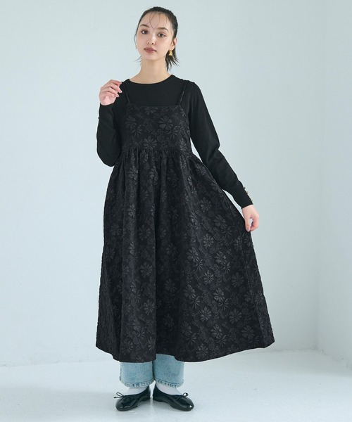 coca（coca）（コカ）の「【WEB限定セール】花柄ジャカードキャミワンピース（ワンピース・レディース・ブラック・M/L）」の11枚目の写真