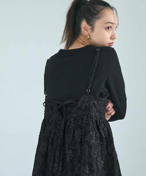 coca（coca）（コカ）の「【WEB限定セール】花柄ジャカードキャミワンピース（ワンピース・レディース・ブラック・M/L）」の5枚目の写真