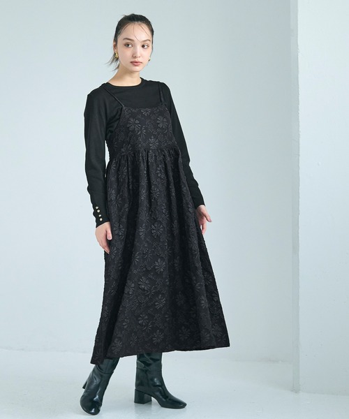 coca（coca）（コカ）の「【WEB限定セール】花柄ジャカードキャミワンピース（ワンピース・レディース・ブラック・M/L）」の9枚目の写真