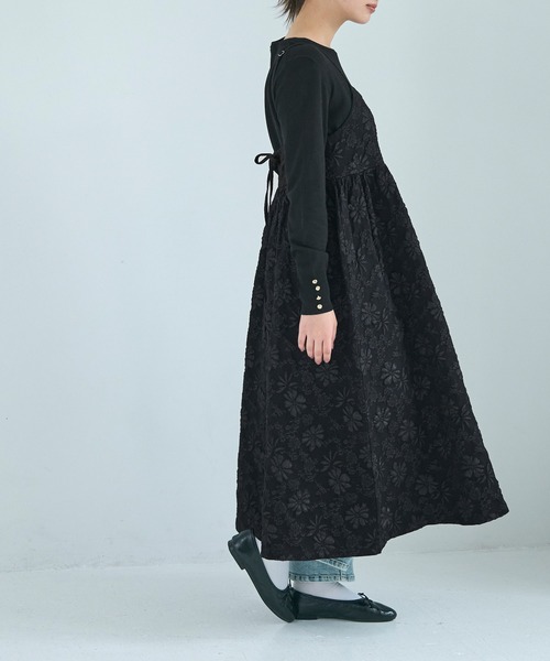 coca（coca）（コカ）の「【WEB限定セール】花柄ジャカードキャミワンピース（ワンピース・レディース・ブラック・M/L）」の10枚目の写真