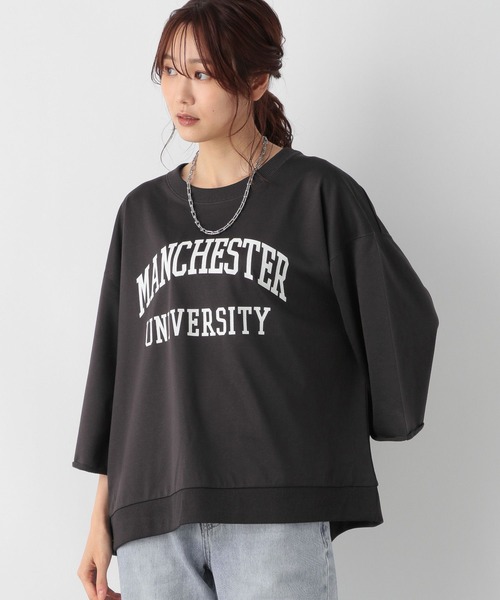 GLOBAL WORK(グローバルワーク)の「お手入れらくらくプリント8分袖/906276(Tシャツ/カットソー・レディース・アイボリー/スミクロ/ベージュ/ネイビー・FREE)」の2枚目の写真