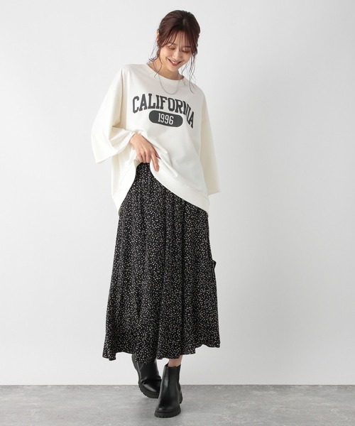 GLOBAL WORK(グローバルワーク)の「お手入れらくらくプリント8分袖/906276(Tシャツ/カットソー・レディース・アイボリー/スミクロ/ベージュ/ネイビー・FREE)」の7枚目の写真