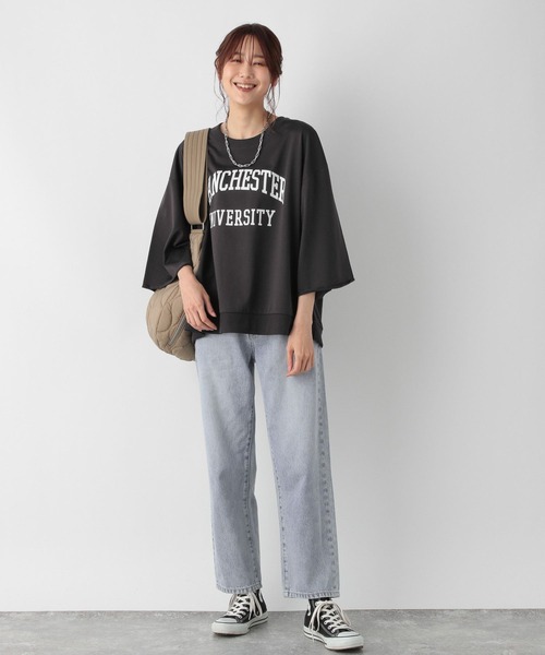 GLOBAL WORK(グローバルワーク)の「お手入れらくらくプリント8分袖/906276(Tシャツ/カットソー・レディース・アイボリー/スミクロ/ベージュ/ネイビー・FREE)」の14枚目の写真