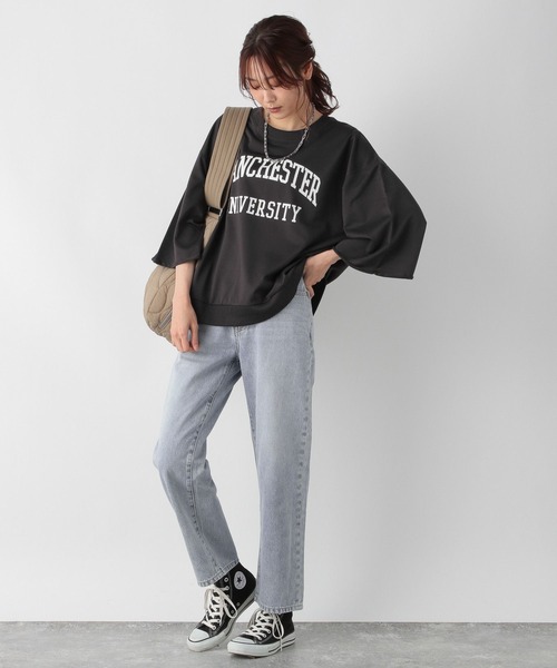 GLOBAL WORK(グローバルワーク)の「お手入れらくらくプリント8分袖/906276(Tシャツ/カットソー・レディース・アイボリー/スミクロ/ベージュ/ネイビー・FREE)」の15枚目の写真