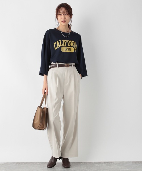 GLOBAL WORK(グローバルワーク)の「お手入れらくらくプリント8分袖/906276(Tシャツ/カットソー・レディース・アイボリー/スミクロ/ベージュ/ネイビー・FREE)」の21枚目の写真