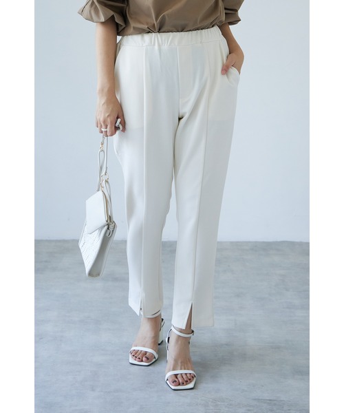 each（イーチ）の「前スリットジョーゼットパンツ（その他パンツ・レディース・キャメル/ブラック/アイボリー/ベージュ/グレー/ネイビー・FREE）」の2枚目の写真