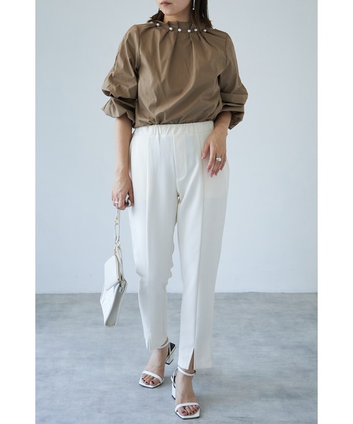 each（イーチ）の「前スリットジョーゼットパンツ（その他パンツ・レディース・キャメル/ブラック/アイボリー/ベージュ/グレー/ネイビー・FREE）」の9枚目の写真