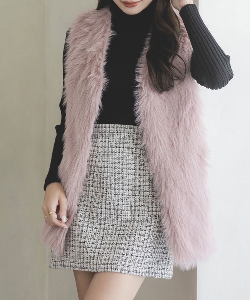 Julia Boutique（ジュリアブティック）の「クラシカルツイードミニスカート/23513（スカート・レディース・ブラック/ホワイト/ピンク・ONE）」の7枚目の写真