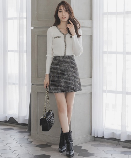 Julia Boutique（ジュリアブティック）の「クラシカルツイードミニスカート/23513（スカート・レディース・ブラック/ホワイト/ピンク・ONE）」の9枚目の写真