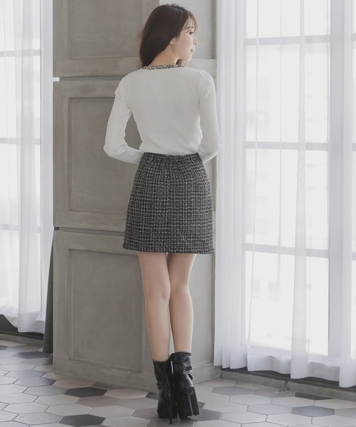 Julia Boutique（ジュリアブティック）の「クラシカルツイードミニスカート/23513（スカート・レディース・ブラック/ホワイト/ピンク・ONE）」の10枚目の写真