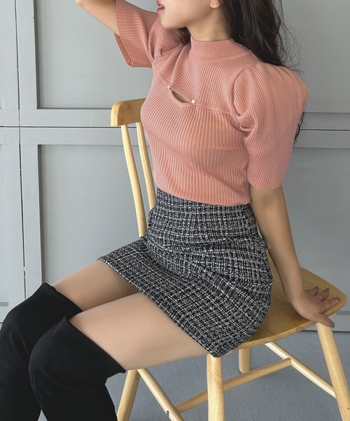 Julia Boutique（ジュリアブティック）の「クラシカルツイードミニスカート/23513（スカート・レディース・ブラック/ホワイト/ピンク・ONE）」の11枚目の写真