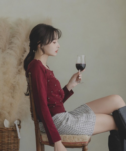 Julia Boutique（ジュリアブティック）の「クラシカルツイードミニスカート/23513（スカート・レディース・ブラック/ホワイト/ピンク・ONE）」の8枚目の写真