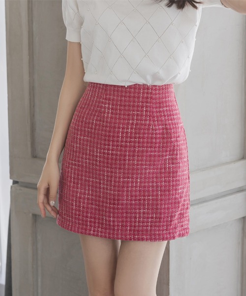 Julia Boutique（ジュリアブティック）の「クラシカルツイードミニスカート/23513（スカート・レディース・ブラック/ホワイト/ピンク・ONE）」の14枚目の写真