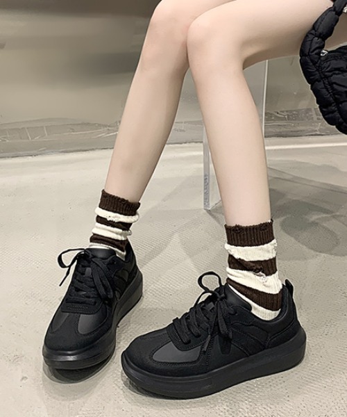 Shoes in Closet（シューズインクローゼット）の「超軽量 厚底 ジャーマントレーナータイプ  スニーカー 6883（スニーカー・レディース・ブラック/ホワイト/ホワイト系1・L/M/S/LL）」の16枚目の写真