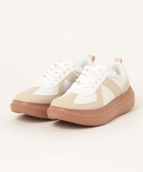 Shoes in Closet（シューズインクローゼット）の「超軽量 厚底 ジャーマントレーナータイプ  スニーカー 6883（スニーカー・レディース・ブラック/ホワイト/ホワイト系1・L/M/S/LL）」の18枚目の写真