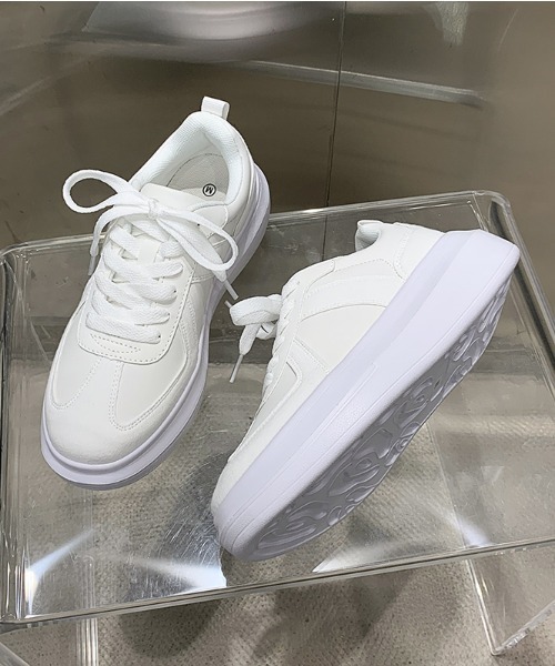 Shoes in Closet（シューズインクローゼット）の「超軽量 厚底 ジャーマントレーナータイプ  スニーカー 6883（スニーカー・レディース・ブラック/ホワイト/ホワイト系1・L/M/S/LL）」の21枚目の写真