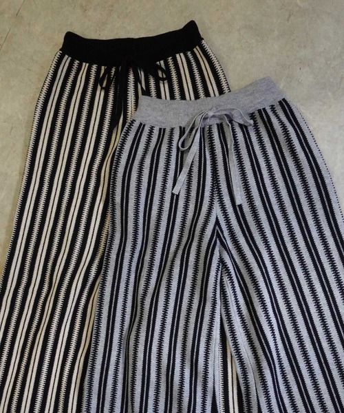 CORNERS by KR(コーナーズバイケーアール)の「CORNERS by KR ストライプニットパンツ(その他パンツ・レディース・ブラック/グレー/ブラック×ホワイト・M/L)」の4枚目の写真