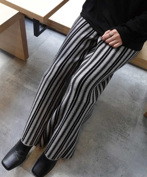 CORNERS by KR(コーナーズバイケーアール)の「CORNERS by KR ストライプニットパンツ(その他パンツ・レディース・ブラック/グレー/ブラック×ホワイト・M/L)」の9枚目の写真