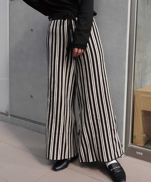 CORNERS by KR(コーナーズバイケーアール)の「CORNERS by KR ストライプニットパンツ(その他パンツ・レディース・ブラック/グレー/ブラック×ホワイト・M/L)」の8枚目の写真