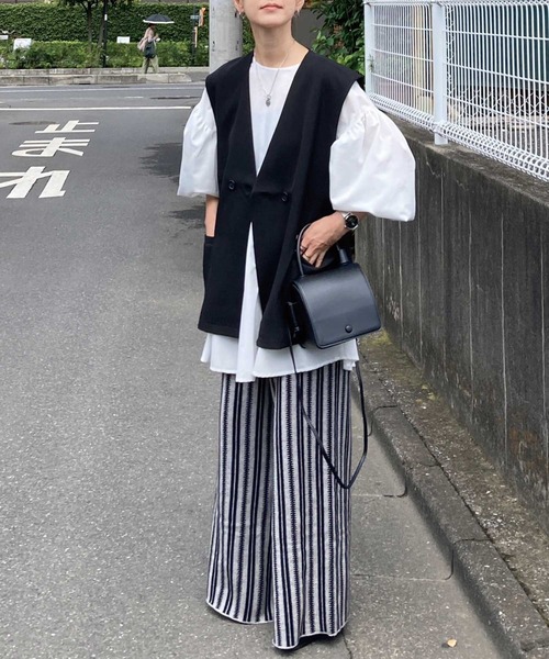 CORNERS by KR(コーナーズバイケーアール)の「CORNERS by KR ストライプニットパンツ(その他パンツ・レディース・ブラック/グレー/ブラック×ホワイト・M/L)」の12枚目の写真