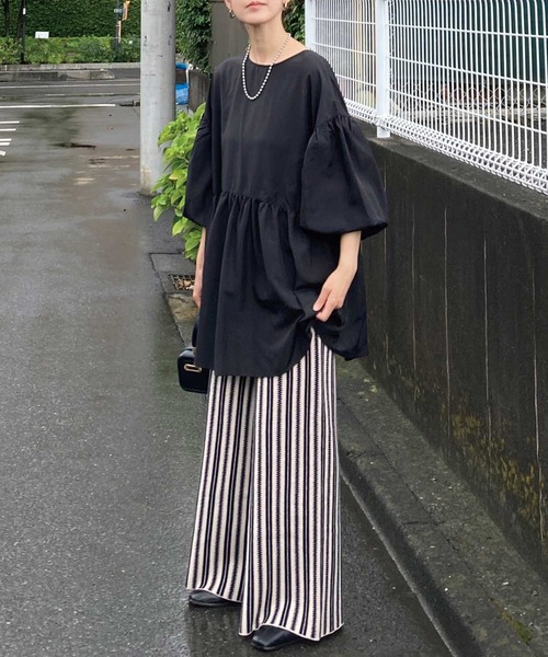 CORNERS by KR(コーナーズバイケーアール)の「CORNERS by KR ストライプニットパンツ(その他パンツ・レディース・ブラック/グレー/ブラック×ホワイト・M/L)」の11枚目の写真