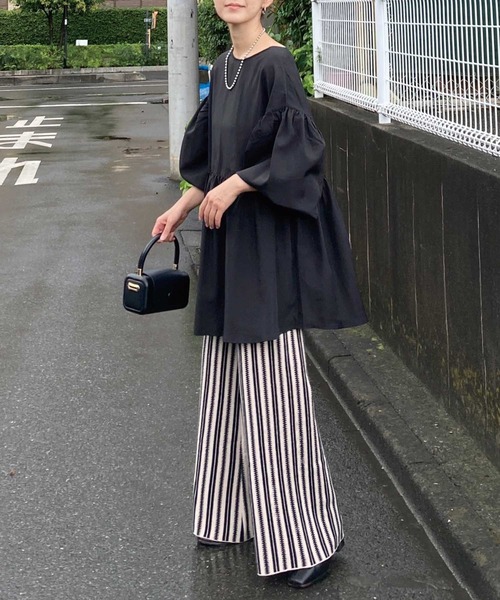 CORNERS by KR(コーナーズバイケーアール)の「CORNERS by KR ストライプニットパンツ(その他パンツ・レディース・ブラック/グレー/ブラック×ホワイト・M/L)」の10枚目の写真