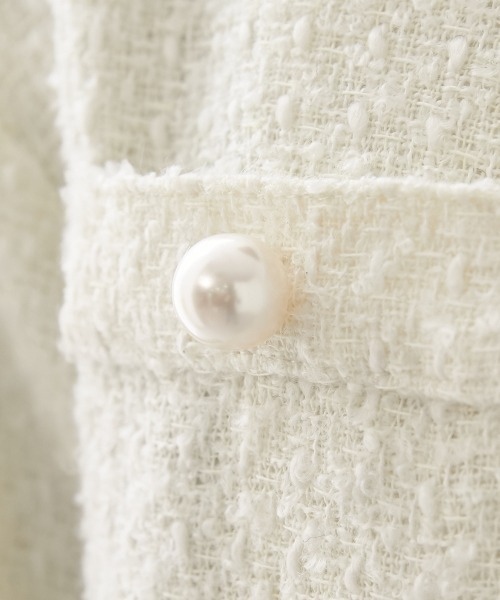 nissen（ニッセン）の「パール調ボタン　ツイードノーカラージャケット（裏地付）（ノーカラージャケット・レディース・ブラック/オフホワイト・M/L）」の18枚目の写真