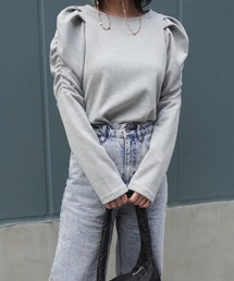 almo（アルモ）の「パワーショルダーデザイントップス/無地トップス(RO)（Tシャツ/カットソー）」
