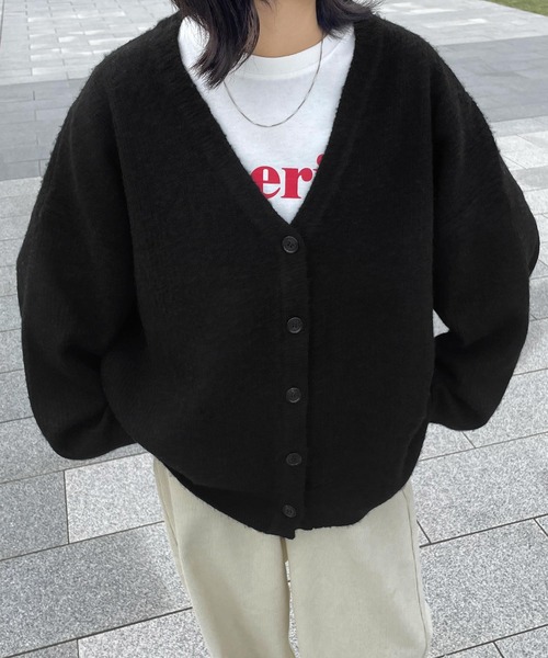 Chillfar（チルファー）の「ベーシックオーバーサイズニットカーディガン（カーディガン/ボレロ・レディース・ピンク/アイボリー/ブルー/ブラック/レッド・FREE）」の20枚目の写真