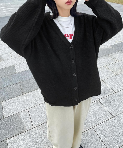 Chillfar（チルファー）の「ベーシックオーバーサイズニットカーディガン（カーディガン/ボレロ・レディース・ピンク/アイボリー/ブルー/ブラック/レッド・FREE）」の21枚目の写真