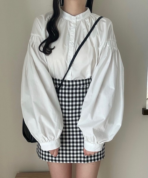 Cham.（チャム）の「台形チェックスカート（スカート・レディース・ベージュ/ブラック・F）」の12枚目の写真