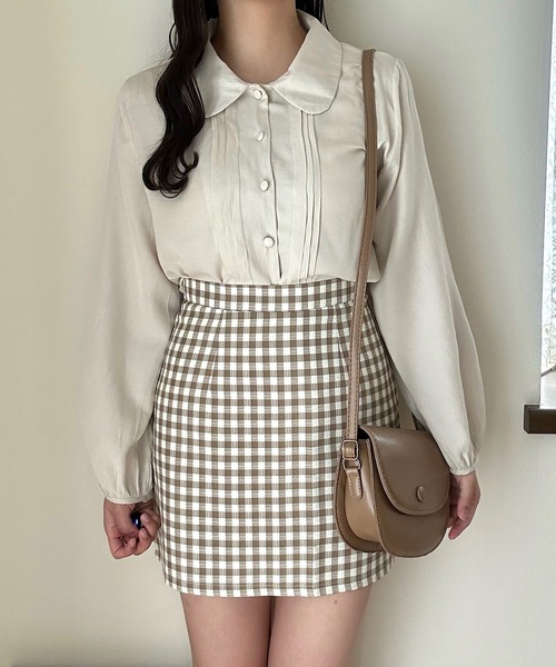 Cham.（チャム）の「台形チェックスカート（スカート・レディース・ベージュ/ブラック・F）」の14枚目の写真