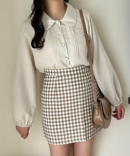 Cham.（チャム）の「台形チェックスカート（スカート・レディース・ベージュ/ブラック・F）」の15枚目の写真