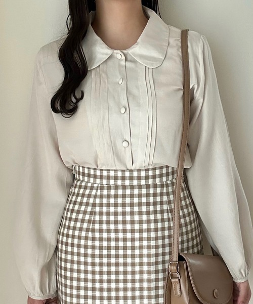 Cham.（チャム）の「台形チェックスカート（スカート・レディース・ベージュ/ブラック・F）」の16枚目の写真