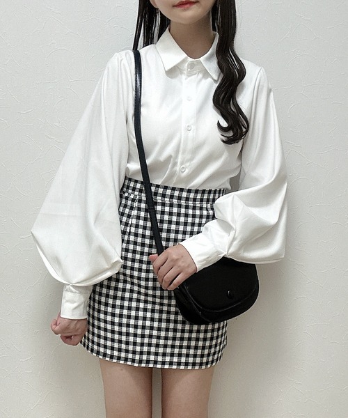 Cham.（チャム）の「台形チェックスカート（スカート・レディース・ベージュ/ブラック・F）」の21枚目の写真