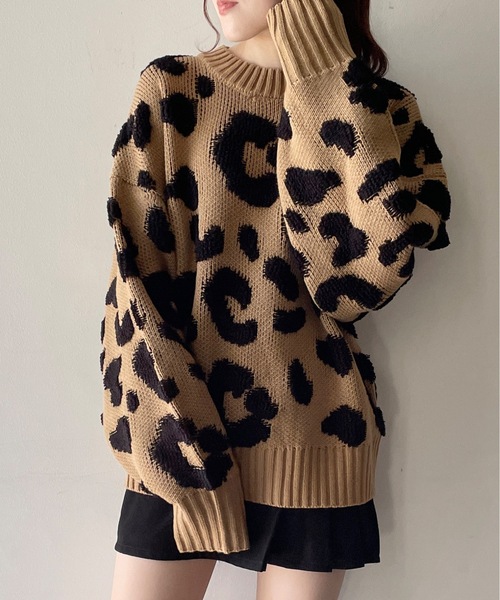 one way(ワンウェイ)の「アニマル柄ニット(ニット/セーター・レディース・ホワイト/ブラウン/ブラック・FREE)」の3枚目の写真