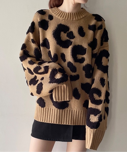 one way(ワンウェイ)の「アニマル柄ニット(ニット/セーター・レディース・ホワイト/ブラウン/ブラック・FREE)」の6枚目の写真