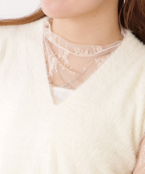 Lace Ladies(レースレディース)の「Vネックコンパクトシャギーニットベスト(ベスト・レディース・アイボリー/ホワイト/ブラウン/ブラック・FREE)」の22枚目の写真
