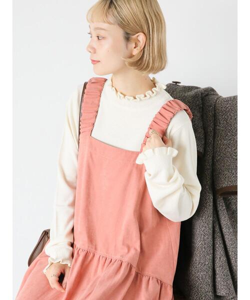 ehka sopo（エヘカソポ）の「襟フリルニット（ニット/セーター・レディース・ブラック/ピンク/グリーン/キナリ・F）」の2枚目の写真