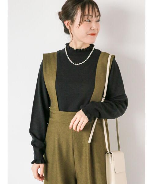 ehka sopo（エヘカソポ）の「襟フリルニット（ニット/セーター・レディース・ブラック/ピンク/グリーン/キナリ・F）」の3枚目の写真